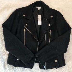 Black leather jacket.